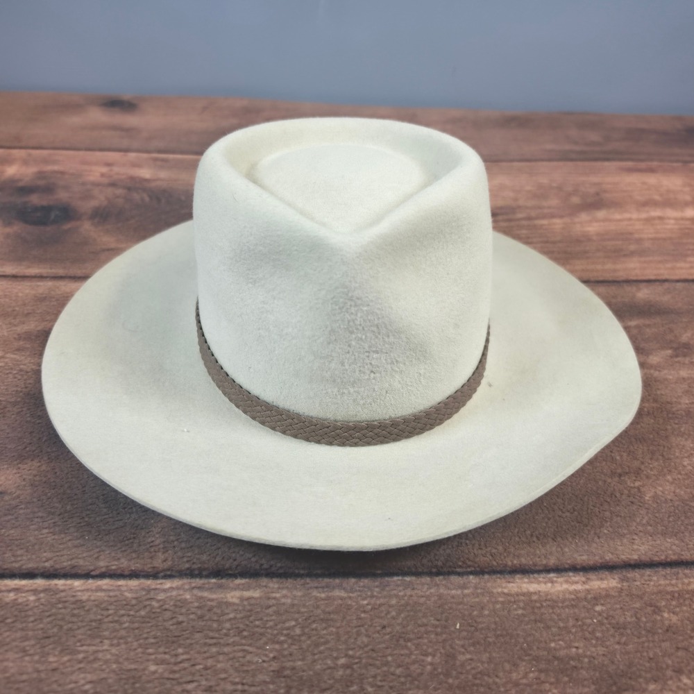 Morrisons Australia Fur Felt Hat Unisex Cream Excellent Braided Band Outback